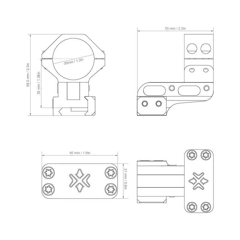 Load image into Gallery viewer, 30mm Adjustable Cantilever Weaver / Dovetail Rings - Vector Optics US Online Store