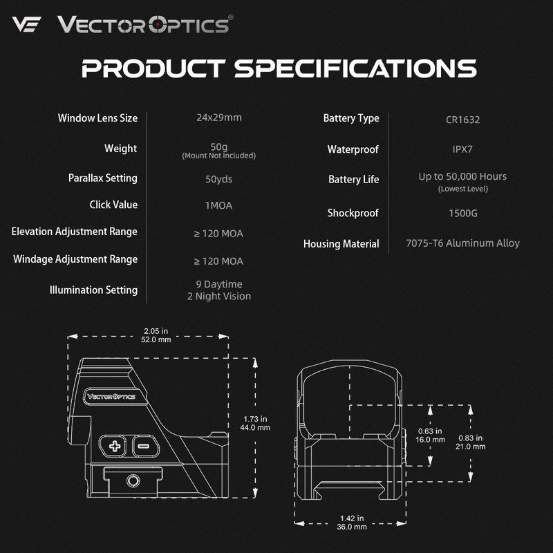 Load image into Gallery viewer, Vector Optics Frenzy FLEX 1x24x29 SPECIFICATIONS