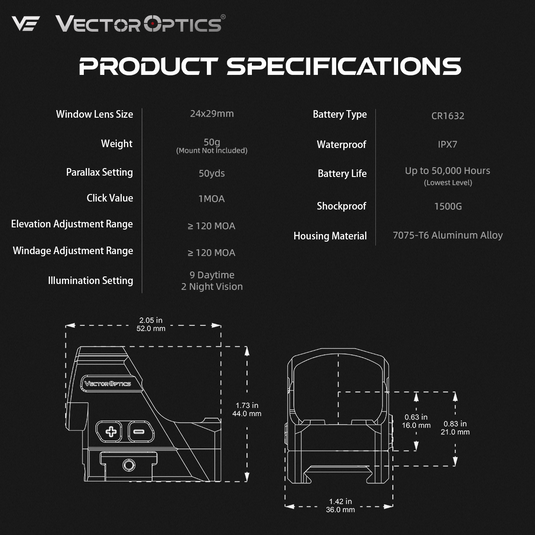 Vector Optics Frenzy FLEX 1x24x29 SPECIFICATIONS