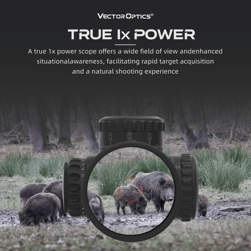 Load image into Gallery viewer, Vector Optics True 1x Power scope with a view of animals in the field