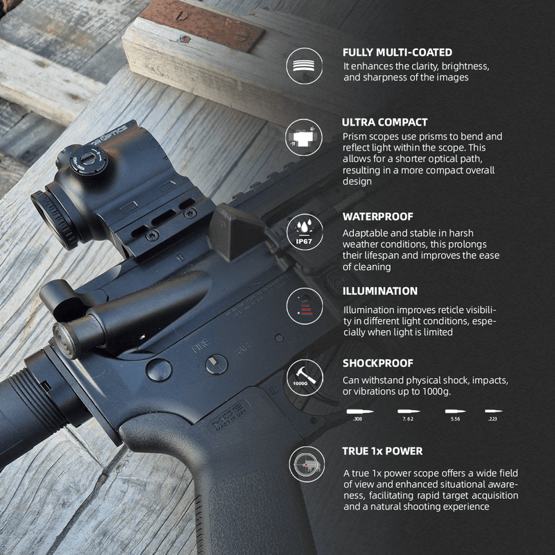 Load image into Gallery viewer, Red & Green Reticle | Paragon 1x18 Mini Green Reticle Prism Scope (SCPS-M10) | Small Game Hunting & CQB