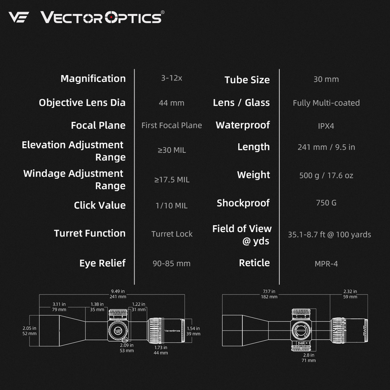 Load image into Gallery viewer, For AR15 / M4 | Veyron 3-12x44 MPVO FFP Air Rifle Scope (SCFF-21)