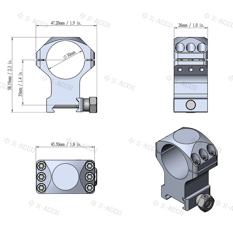 Load image into Gallery viewer, 30mm X-Accu 1.25" Medium Profile Picatinny Scope Rings - Vector Optics Online Store