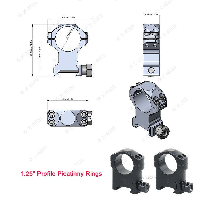 Load image into Gallery viewer, X-Accu 25.4mm/30mm/34mm Scope Rings - Vector Optics Online Store
