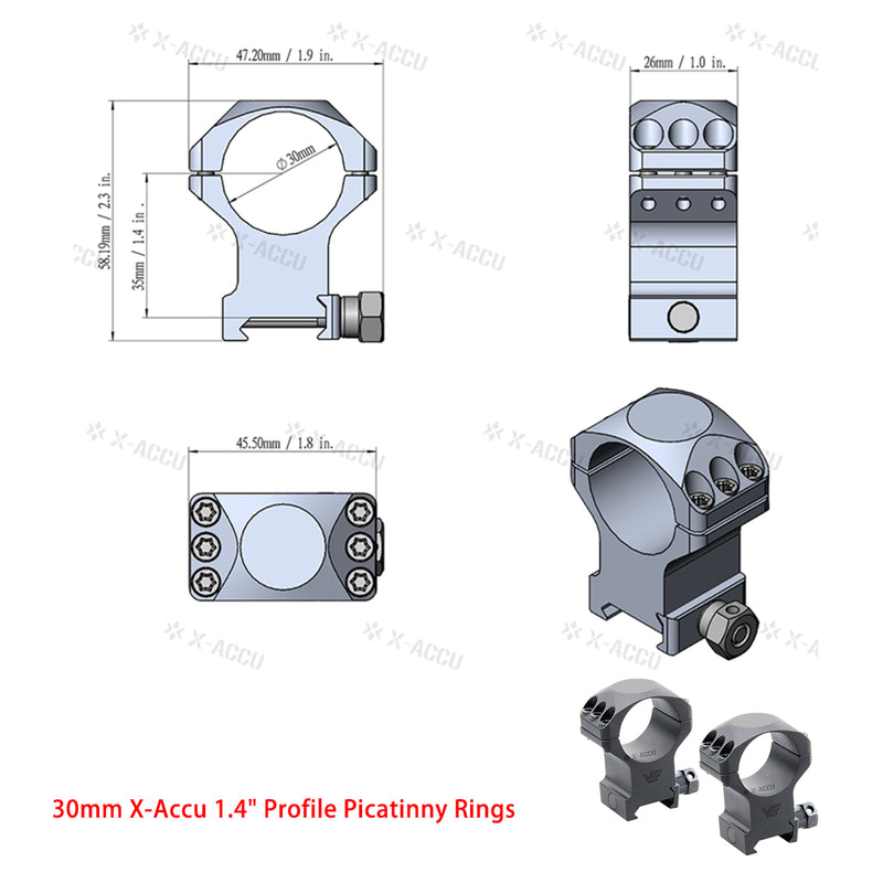 Load image into Gallery viewer, X-Accu Mighty 30mm Scope Rings