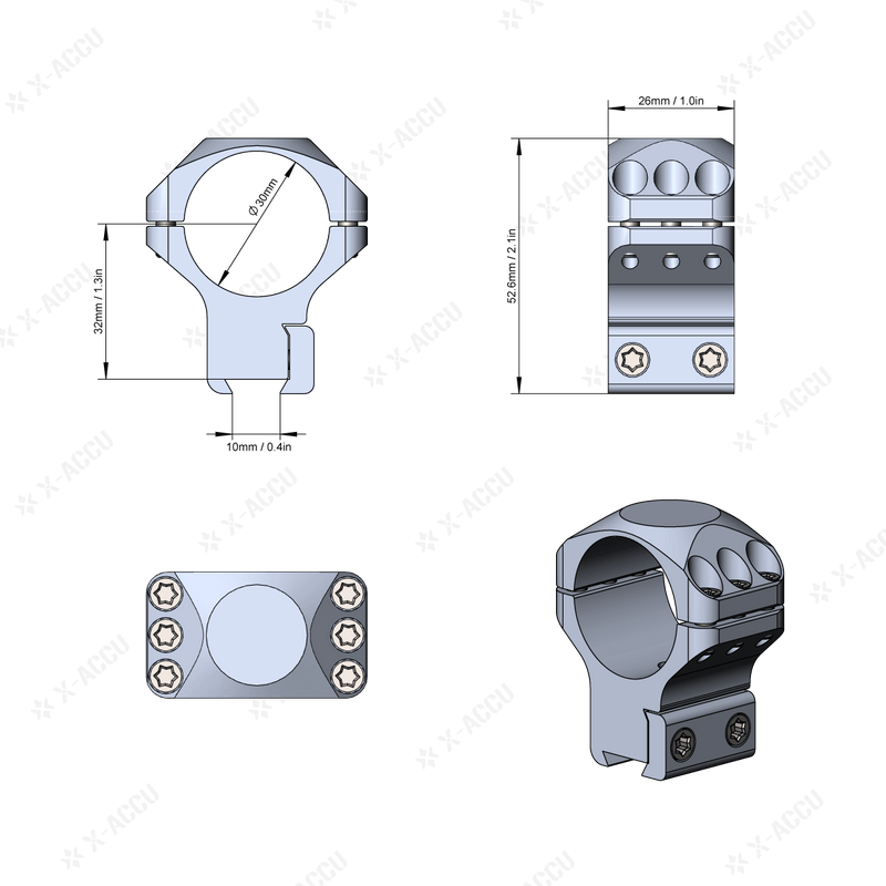 Load image into Gallery viewer, 30mm X-Accu 1.25in Profile Dovetail Scope Rings - Vector Optics Online Store