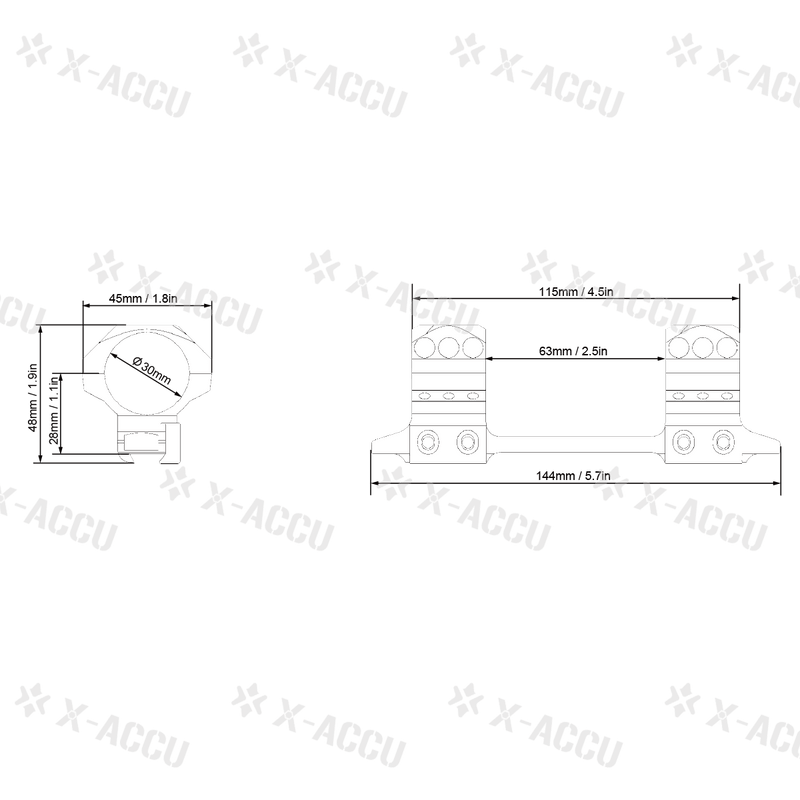 Load image into Gallery viewer, X-Accu 30mm 1.1" Low Profile One Piece Dovetail Mount FDE - Vector Optics Online Store