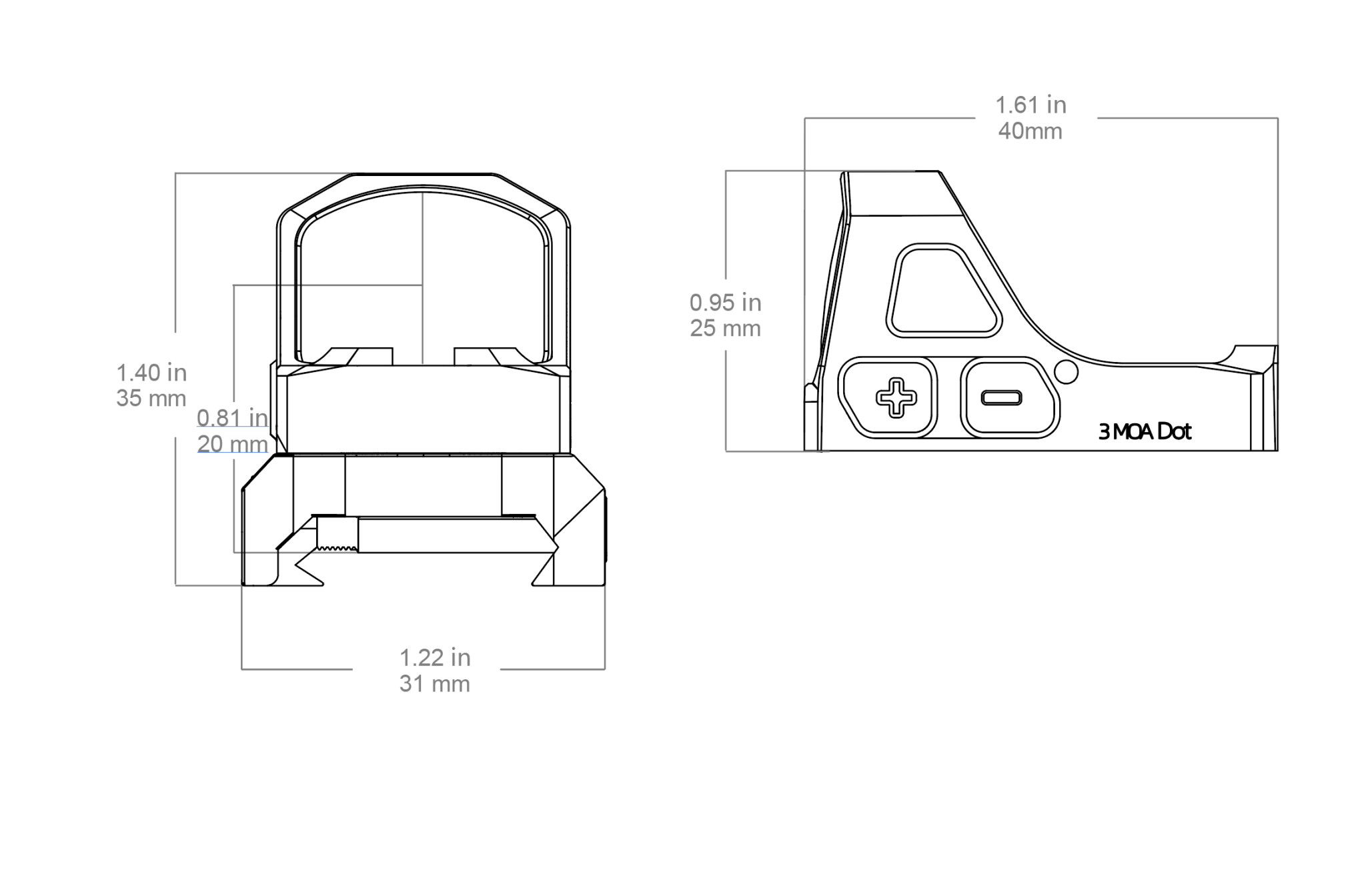 Aspheric Lens | Frenzy FA 1x17x21 GenII EDC 3MOA MGT Red Dot Sight (SCRD-73) | for Glock® 43X/48