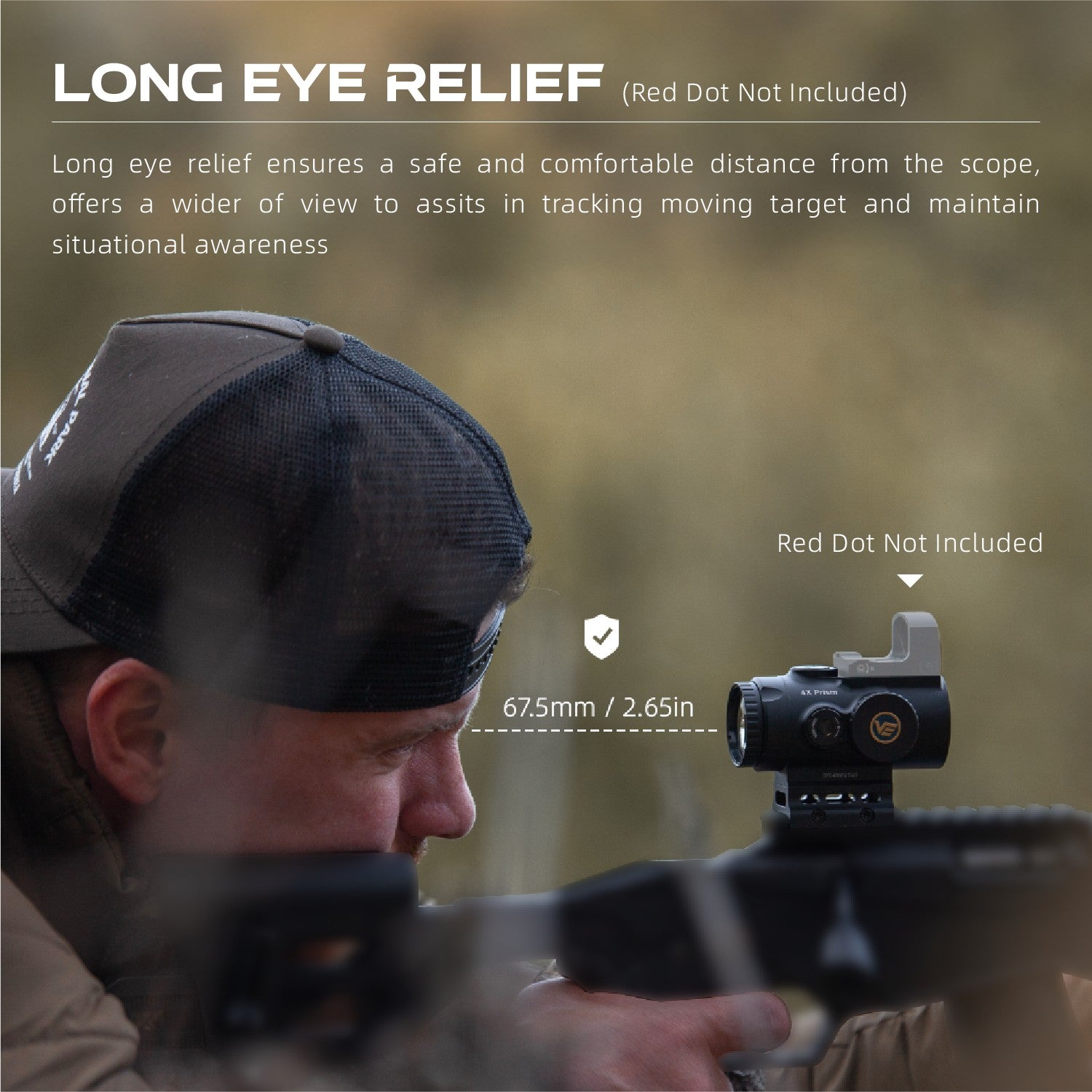 Piggyback Red Dot | Paragon 4x Prism Scope BDC Reticle w/ Center Dot (SCPS-M04)