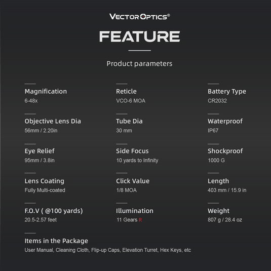 Continental x8 6-48x56 ED FEATURES