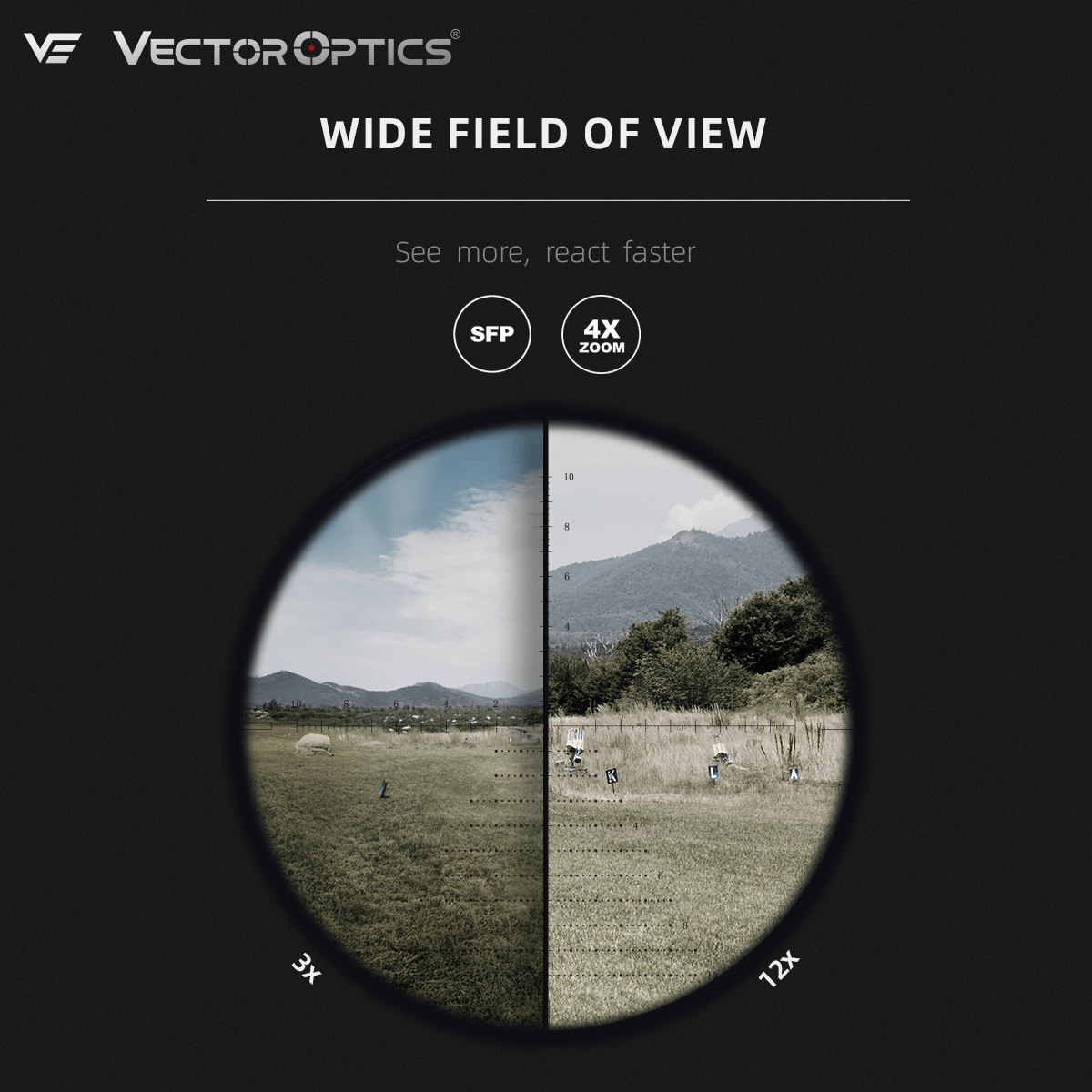 Field Target | Veyron 3-12x44IR MPVO SFP Rifle Scope (SCOM-40) | for AR15 / M4
