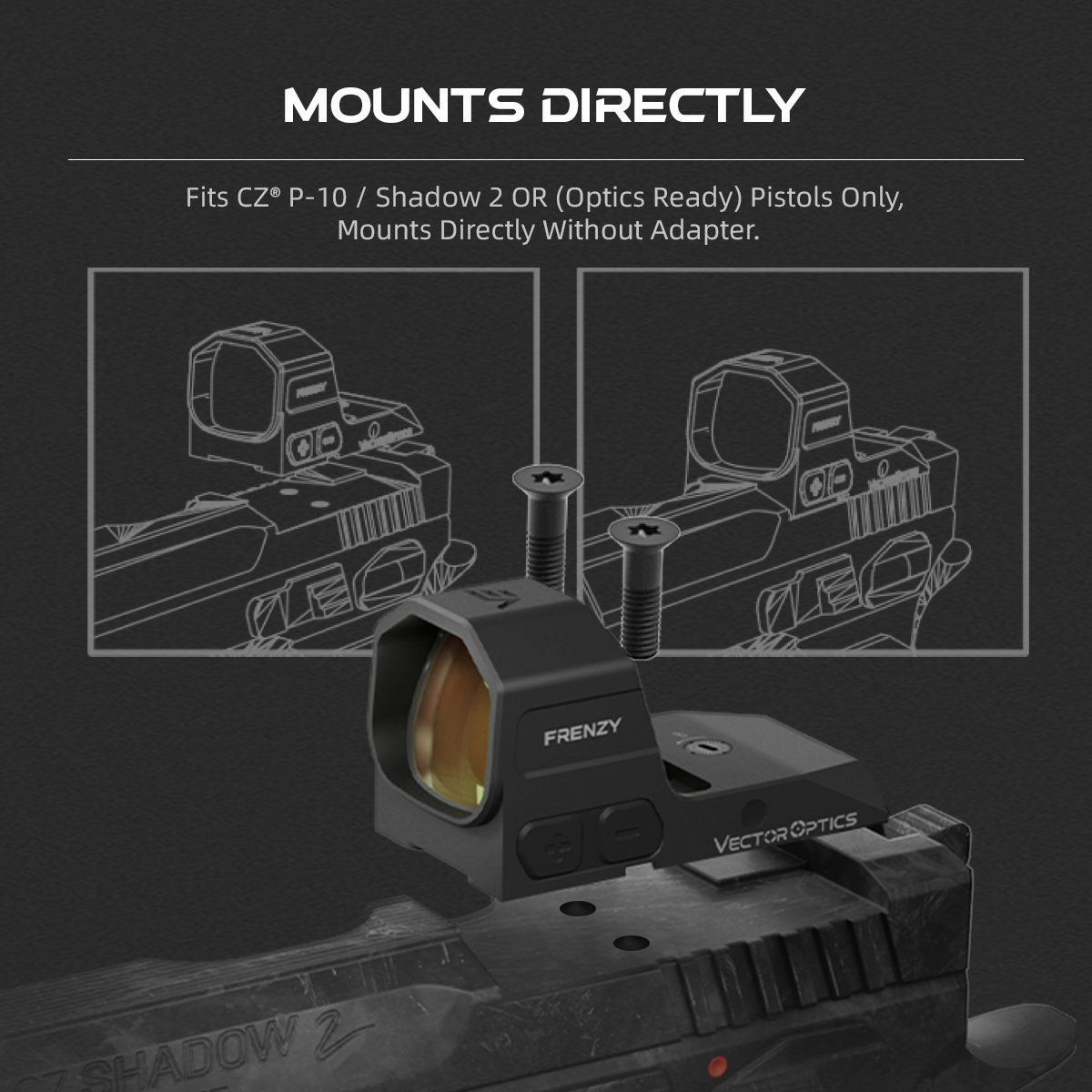 Lightweight | Frenzy FA 1x20x24 CZ® P-10 / Shadow 2 OR Red Dot Sight (SCRD-82) | for Pistol