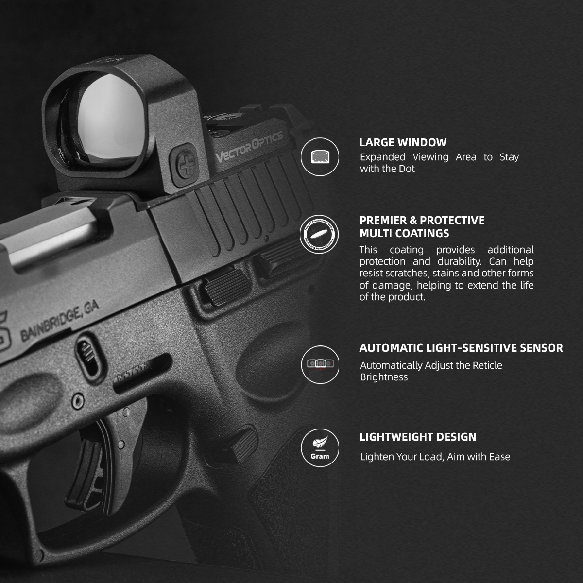 Large Window | Frenzy FLEX 1x22x26 ALC 3MOA Red Dot Sight (SCRD-37) | for Glock® 17/19