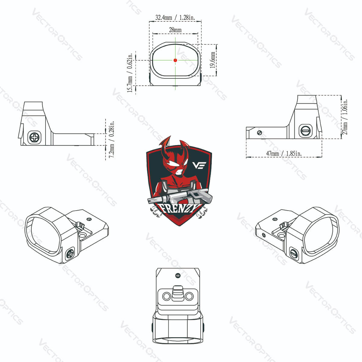 Frenzy 1x20x28 6MOA Red Dot Sight - Vector Optics US Online Store