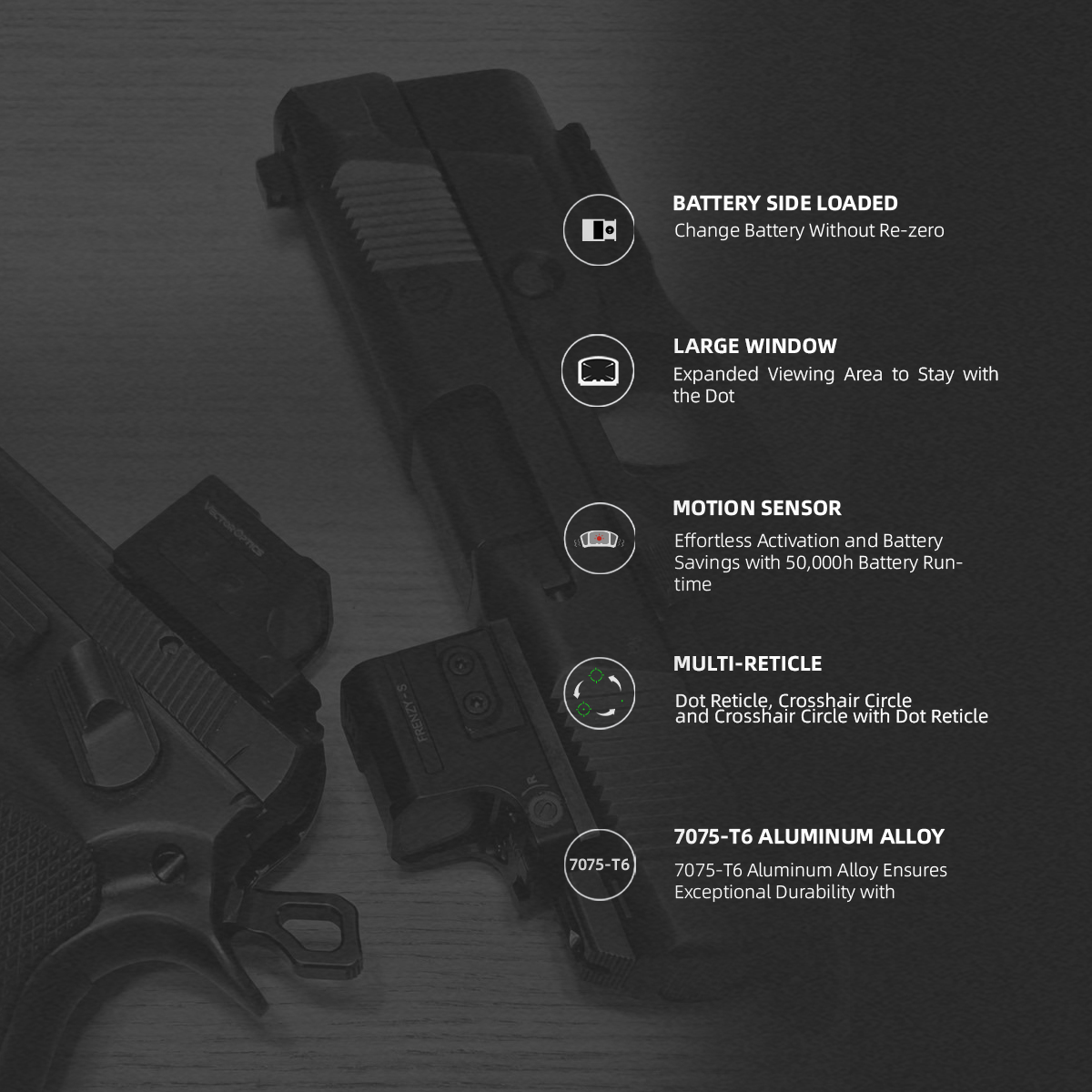 Multi-Reticle Green Dot | Frenzy FLEX 24x29 GMR MOJ Green Dot Sight (SCRD-GM76) for PCC | Glock® 17/19