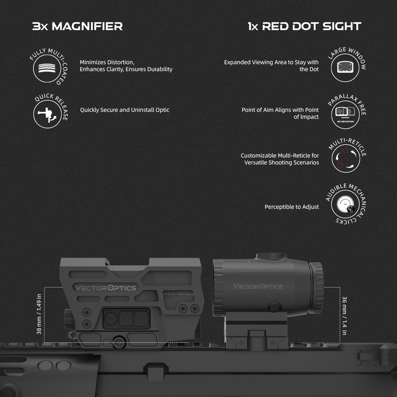 Load image into Gallery viewer, Frenzy Plus 31x26 MRT 3MOA Red Dot + Paragon 3x18 Magnifier Mini Feature
