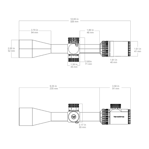 Hugo 3-12x40i Fiber Reticle Rifle Scope