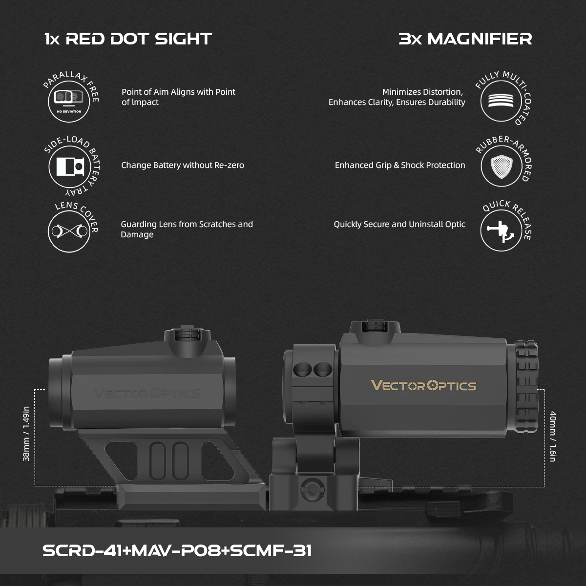 Maverick 1x22 Red Dot Sight & 3x Maverick Magnifier