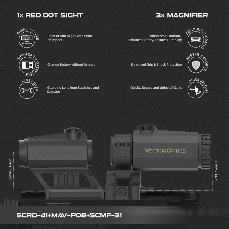 Load image into Gallery viewer, Maverick 1x22 Red Dot Sight &amp; 3x Maverick Magnifier

