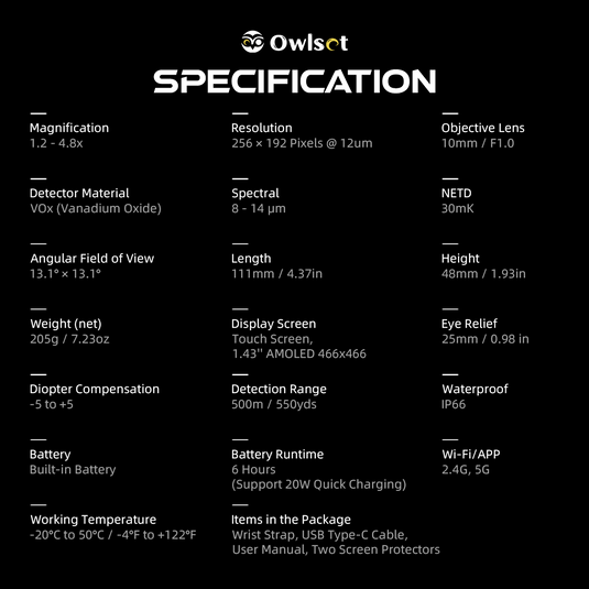 OwlSet ARGON ES 1.2X10 Nano Specification