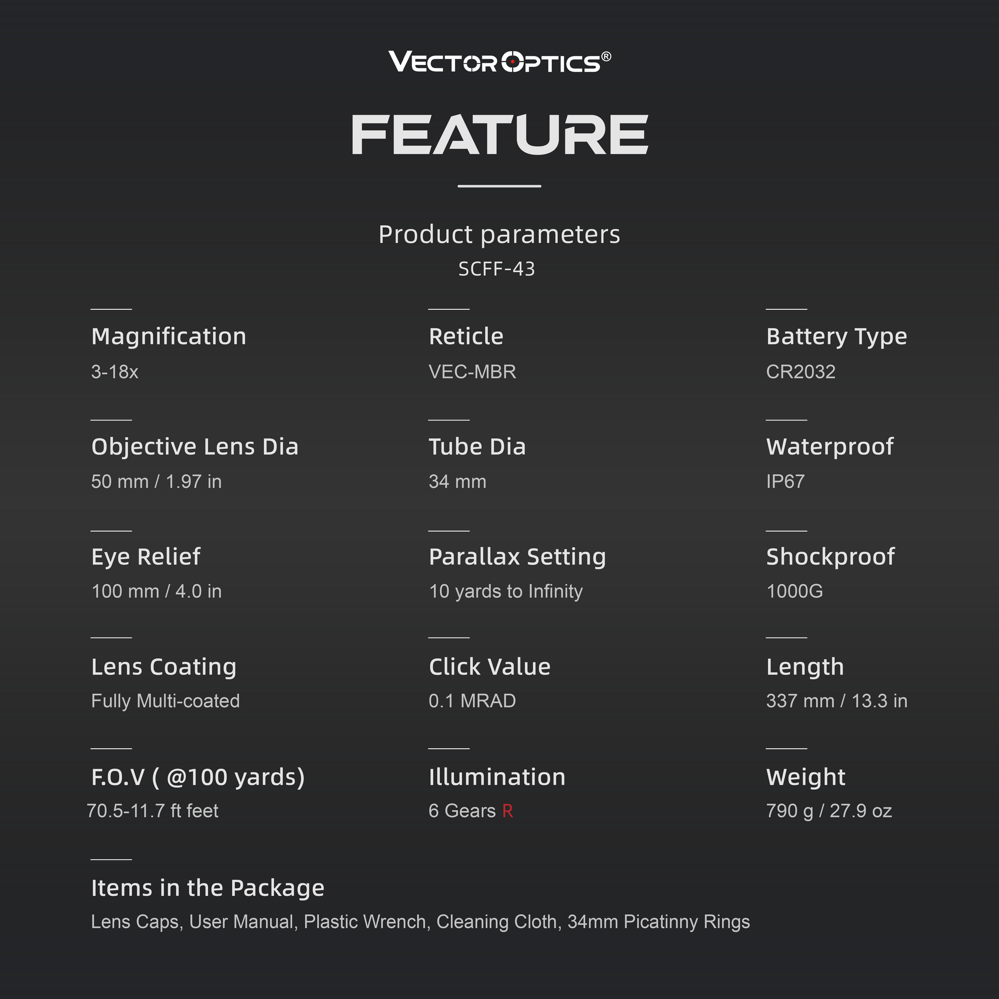 Continental x6 3-18x50 Long-Range FFP FEATURE