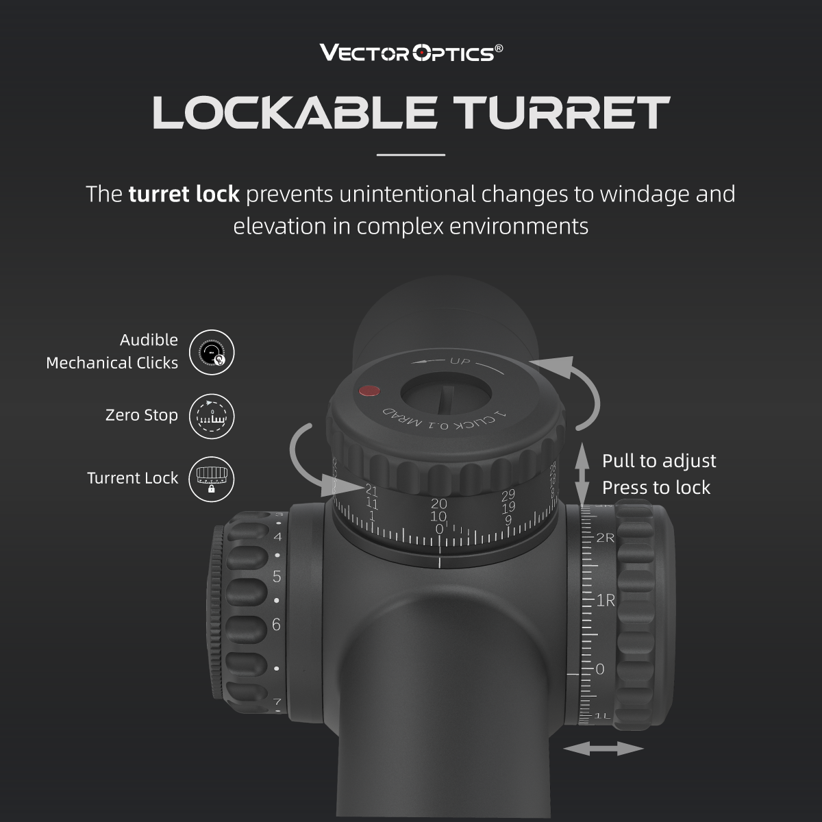 Vector Optics Lockable Turret with features and usage instructions