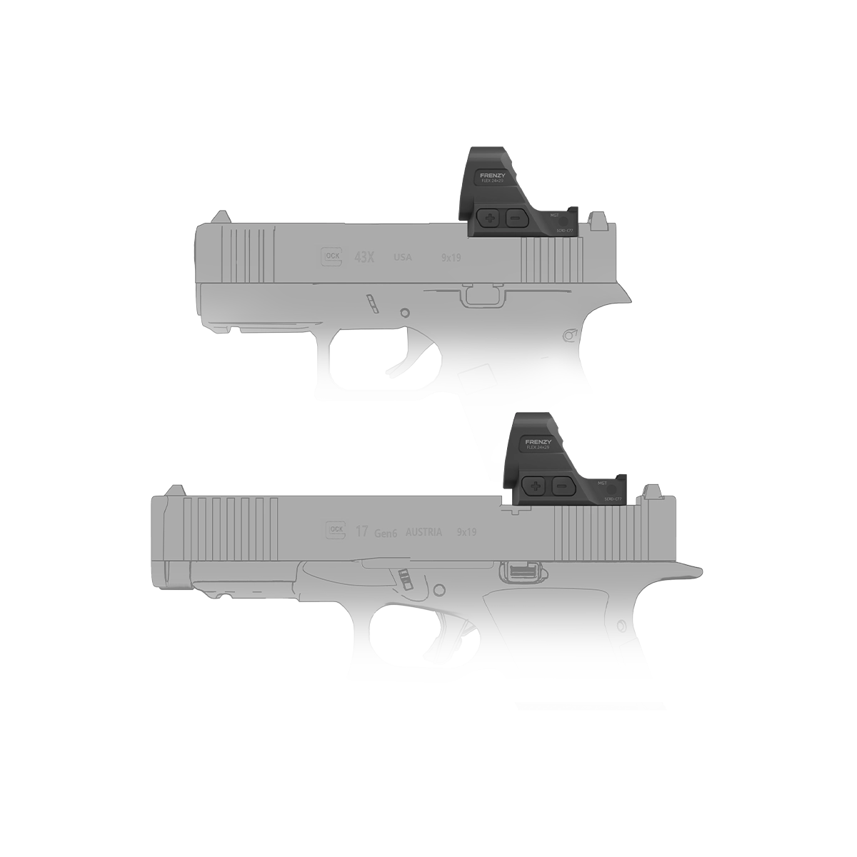For GLOCK® 43X/48 | Frenzy FLEX 24x29 Large Window CDT 2&6MOA MGT Red Dot Sight (SCRD-C77) | IPSC & USPSA