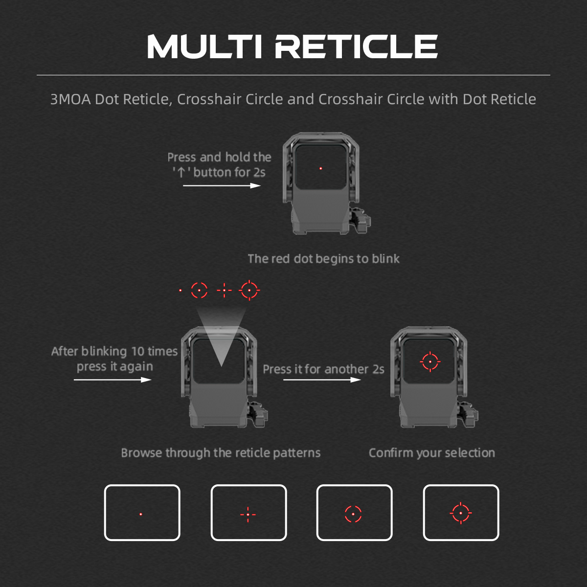 Instructions for using a multi reticle system on SCRD-M67 Frenzy Plus 1x31x26