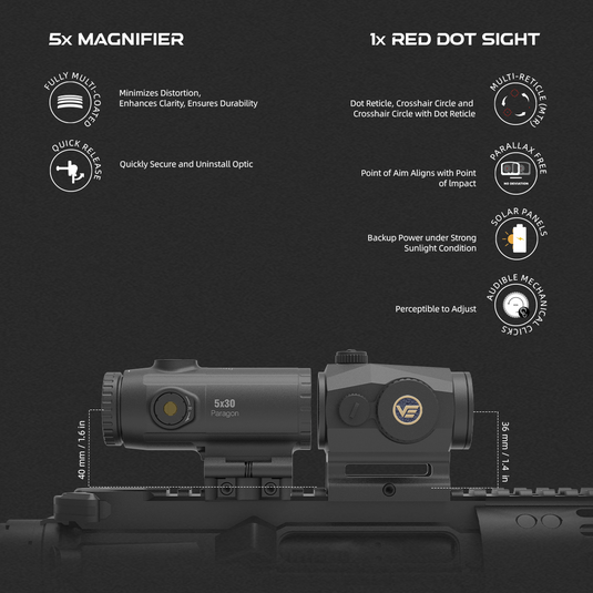Scrapper 1x25 Red Dot Solar Power With 5x Magnifier