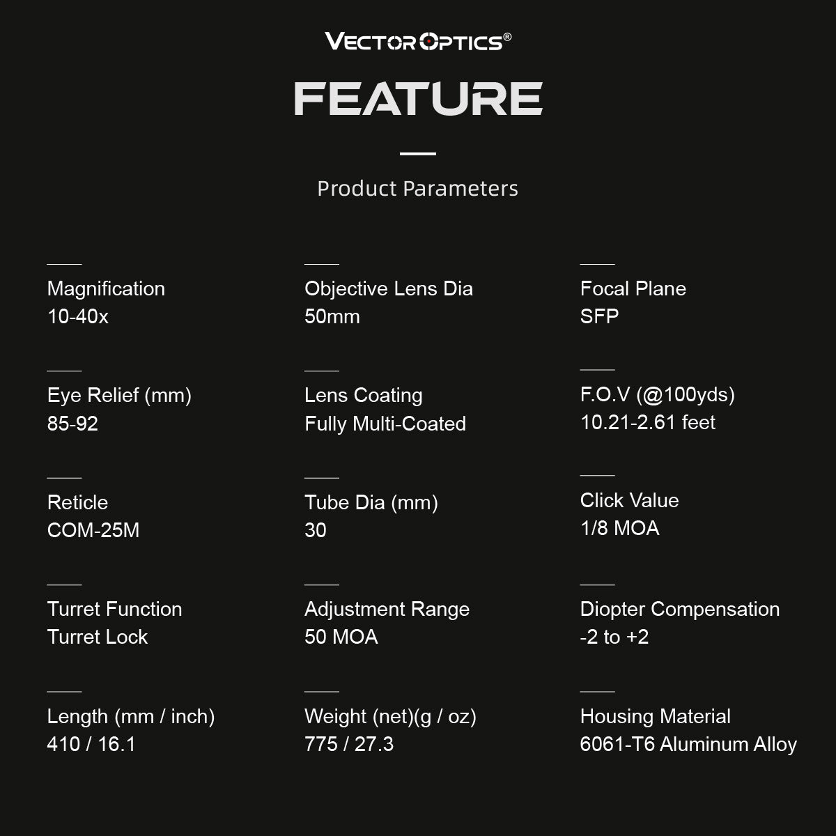 Sentinel-X 10-40x50 SFP FEATURE