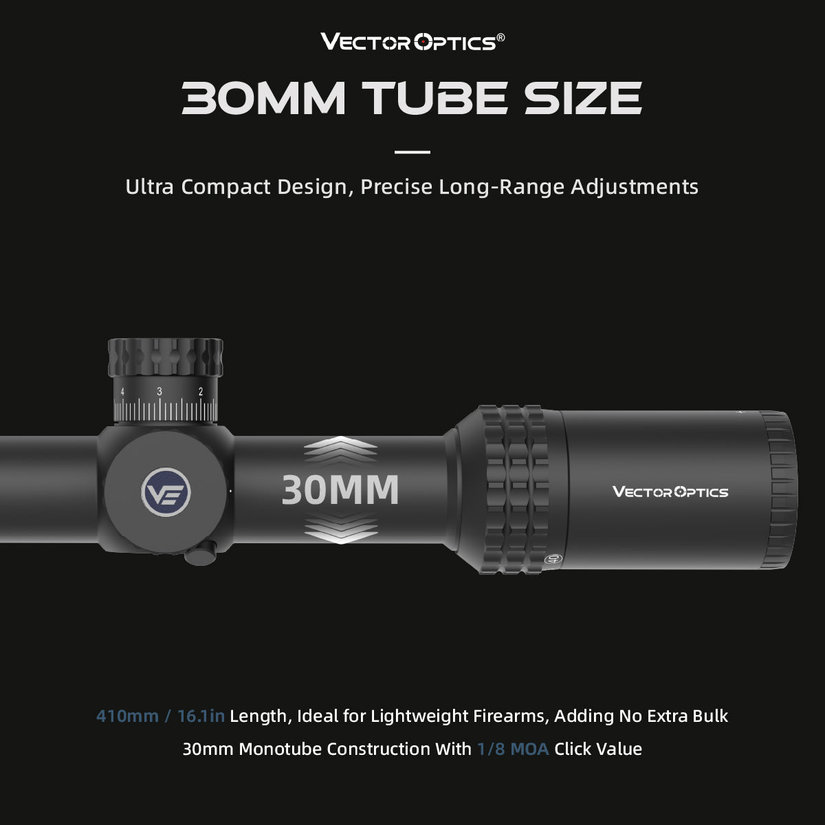 Vector Optics 30mm tube size scope Sentinel-X 10-40x50 SFP FEATURE