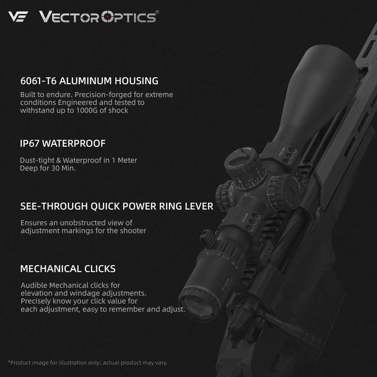 Vector Optics rifle scope Tauron 5-50x60 with feature