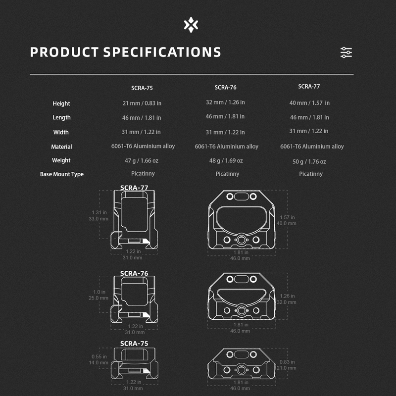 Load image into Gallery viewer, VAS™ Red Dot Sight Picatinny Riser Mount Specifications
