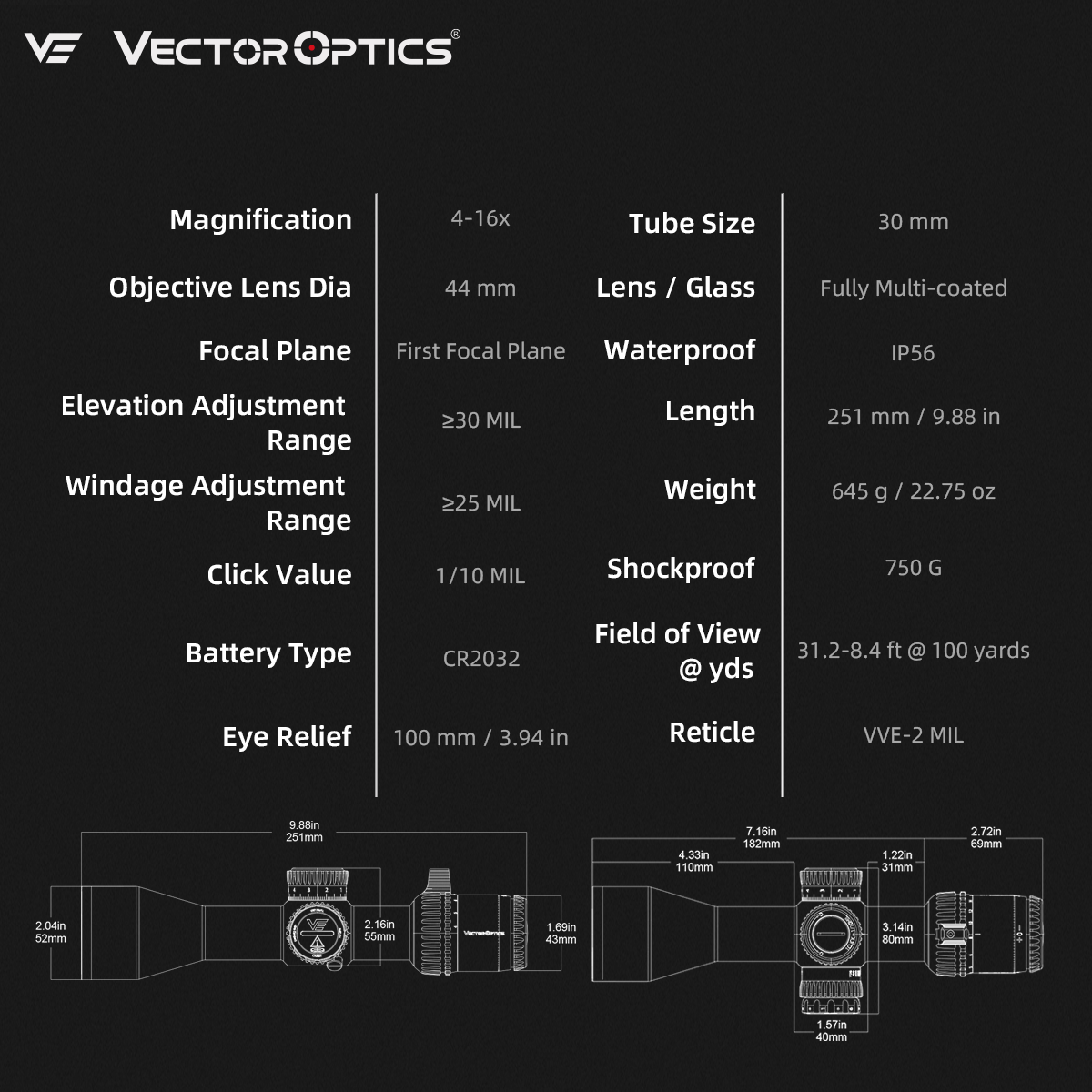 Small Game Hunting | Veyron GenII 4-16x44 HD DCR FFP MPVO FT/HFT Rifle Scope (SCFF-78)