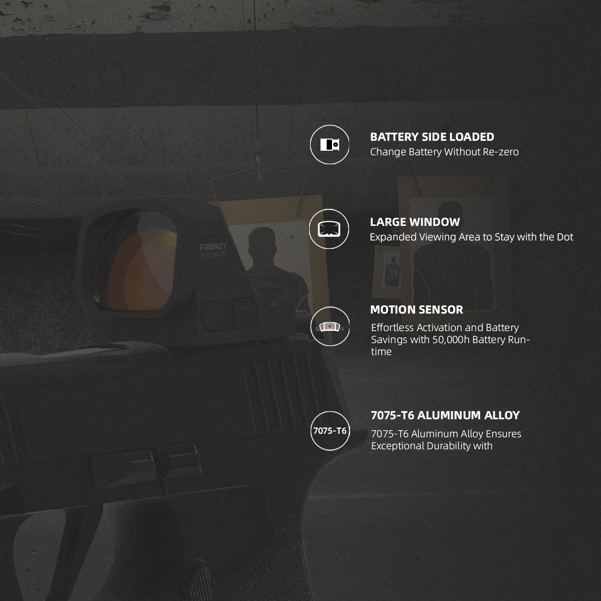 For GLOCK® 43X/48 | Frenzy FLEX 24x29 Large Window 6MOA MGT IPSC Red Dot Sight (SCRD-77) | for Pistol