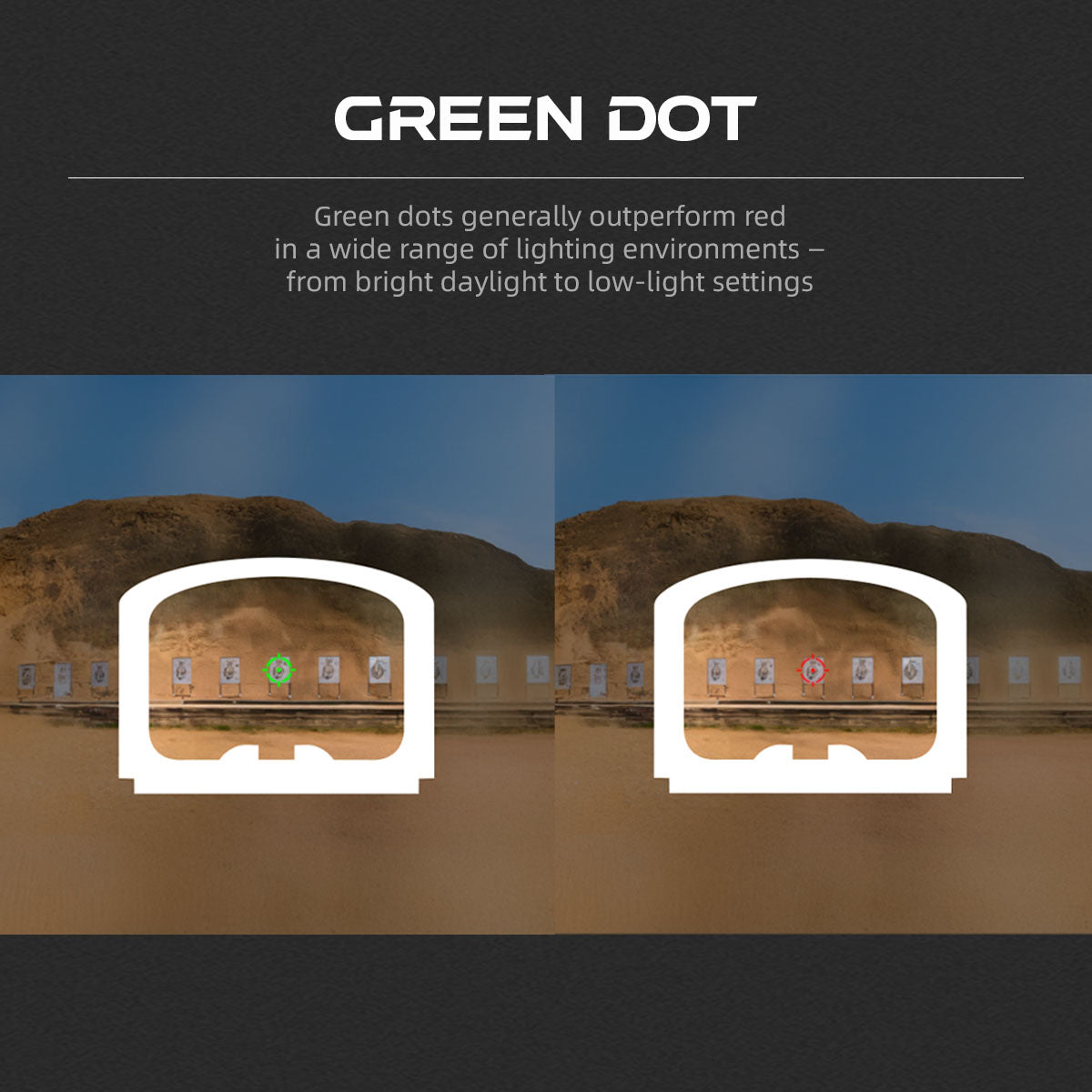 Multi-Reticle Green Dot | Frenzy FLEX 24x29 GMR MOJ Green Dot Sight (SCRD-GM76) for PCC | Glock® 17/19