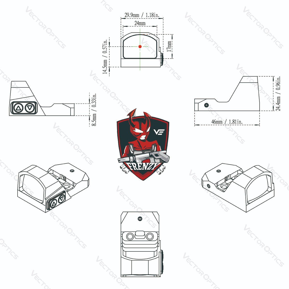 Frenzy 1x17x24 Red Dot Sight Coyote FDE - Vector Optics Online Store