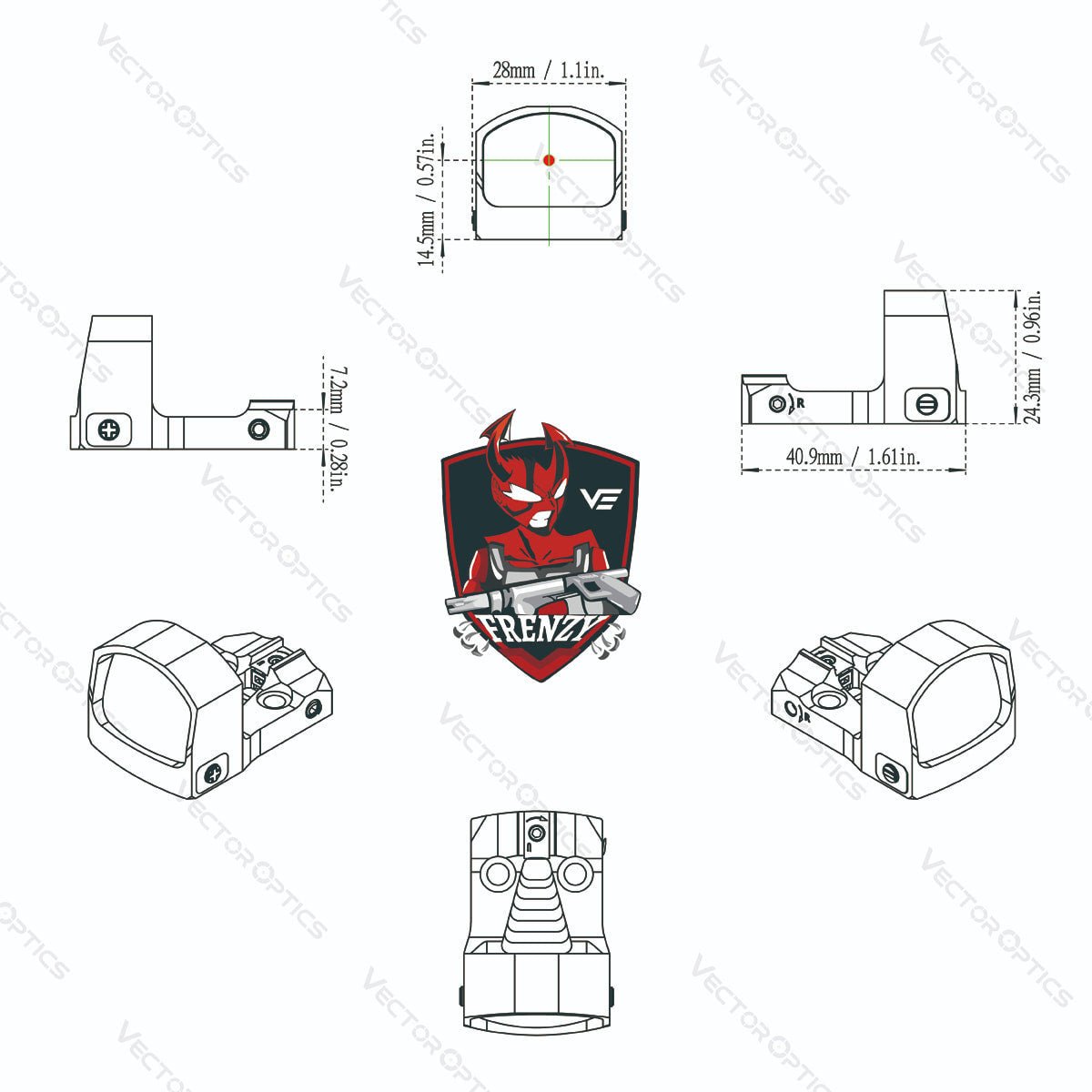 Lightweight | Frenzy FM 1x17x24 Red Dot Sight (SCRD-43) | for Glock® 43X/48