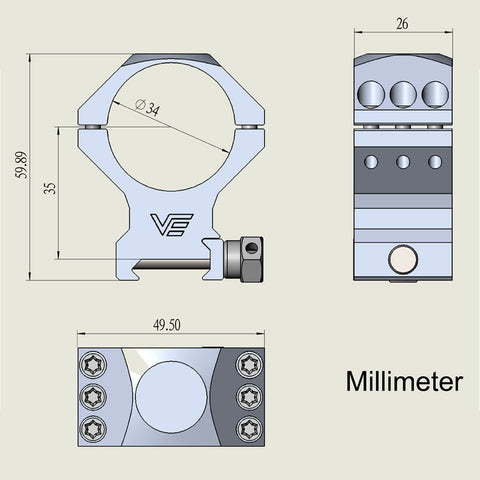 34mm X-ACCU Scope Ring Medium