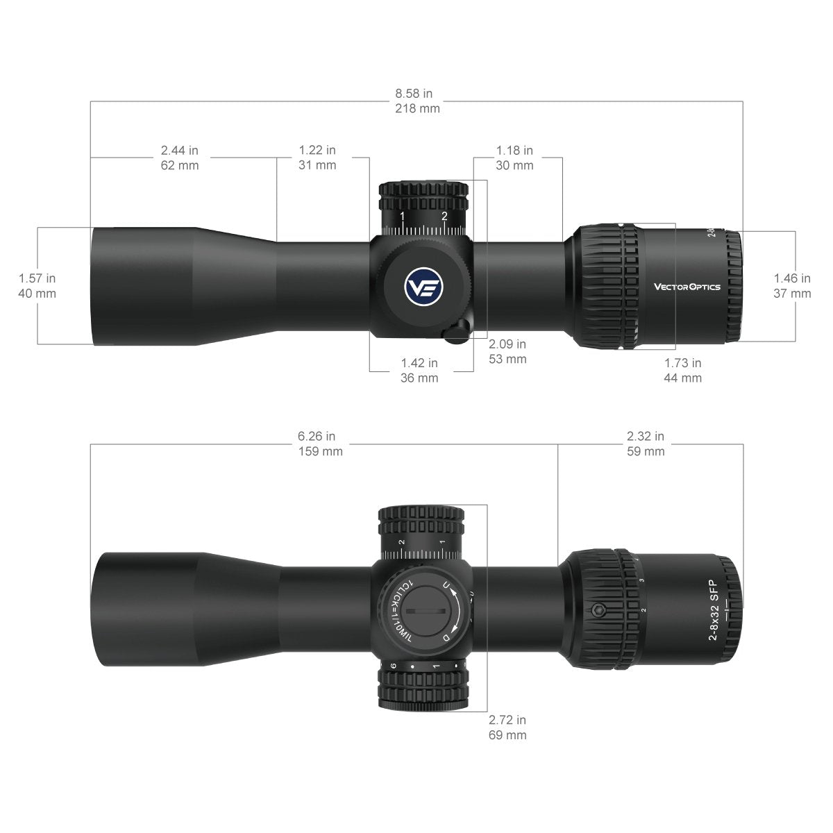 Veyron 2-8x32IR Compact SFP Scope - Vector Optics Online Store