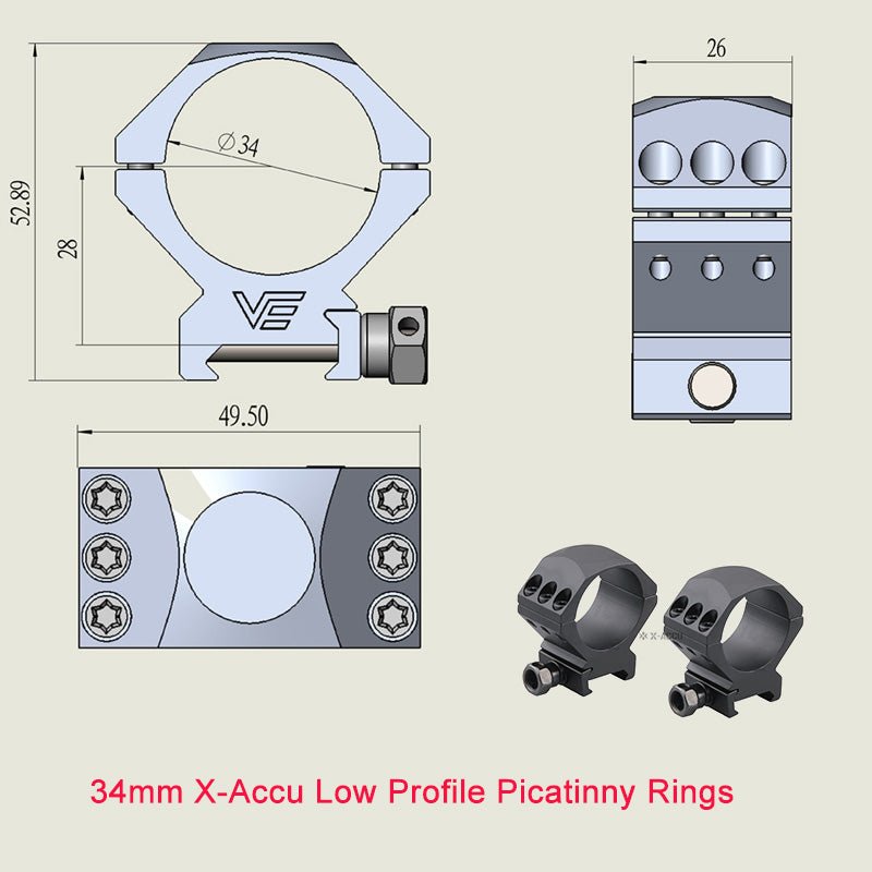 X-Accu Mighty 34mm Scope Rings - Vector Optics Online Store