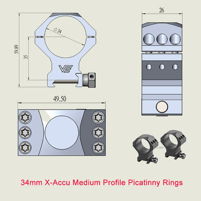 X-Accu Mighty 34mm Scope Rings - Vector Optics Online Store